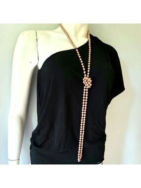 Vintage Bronze Color Pearl Necklace 28"